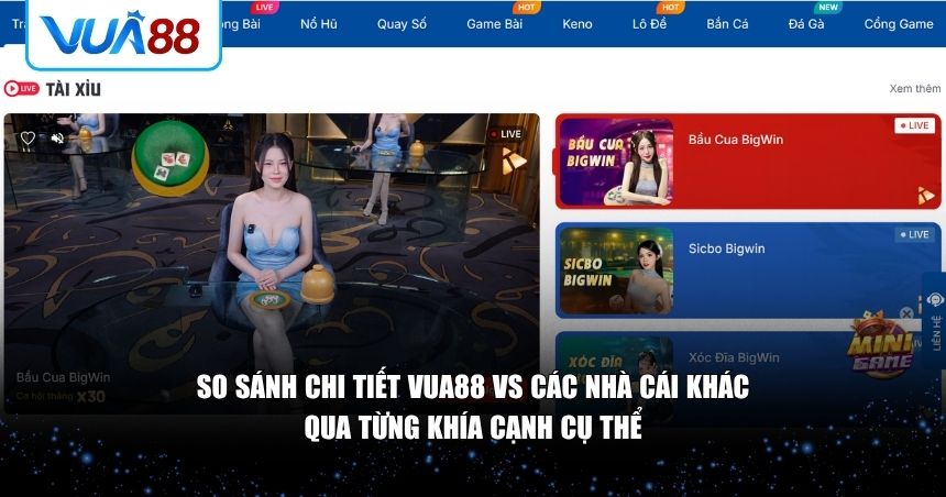 So sánh chi tiết VUA88 vs 3 nhà cái khác qua từng khía cạnh cụ thể