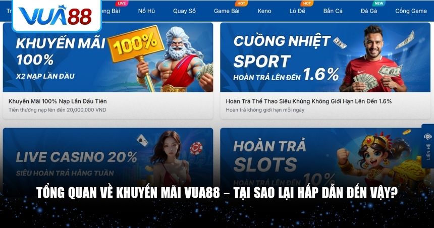 Khuyến mãi VUA88 được đánh giá là một trong những ưu đãi hào phóng nhất